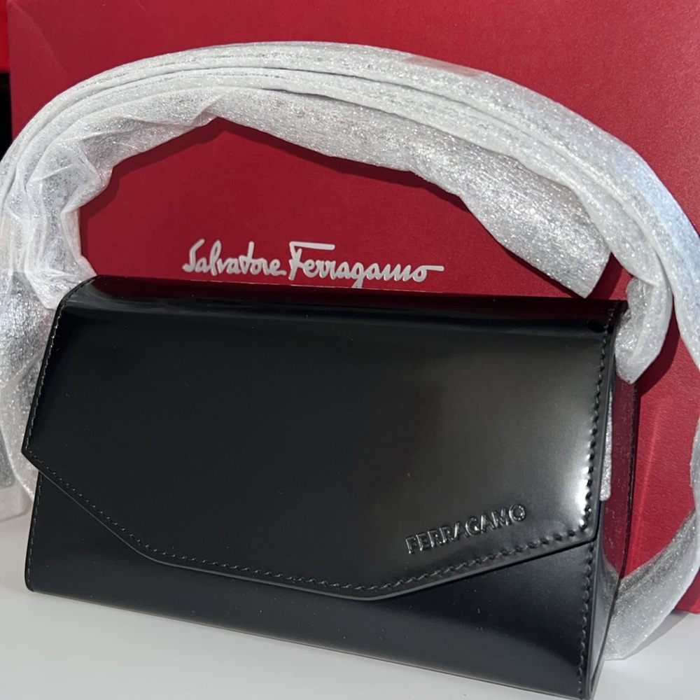 Salvatore Ferragamo long black Nero Calf Skin. Brand new!
